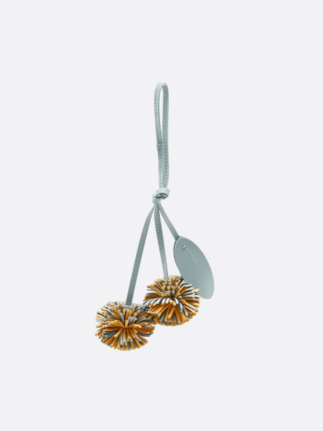 Bijou de sac pompon cuir gris clair