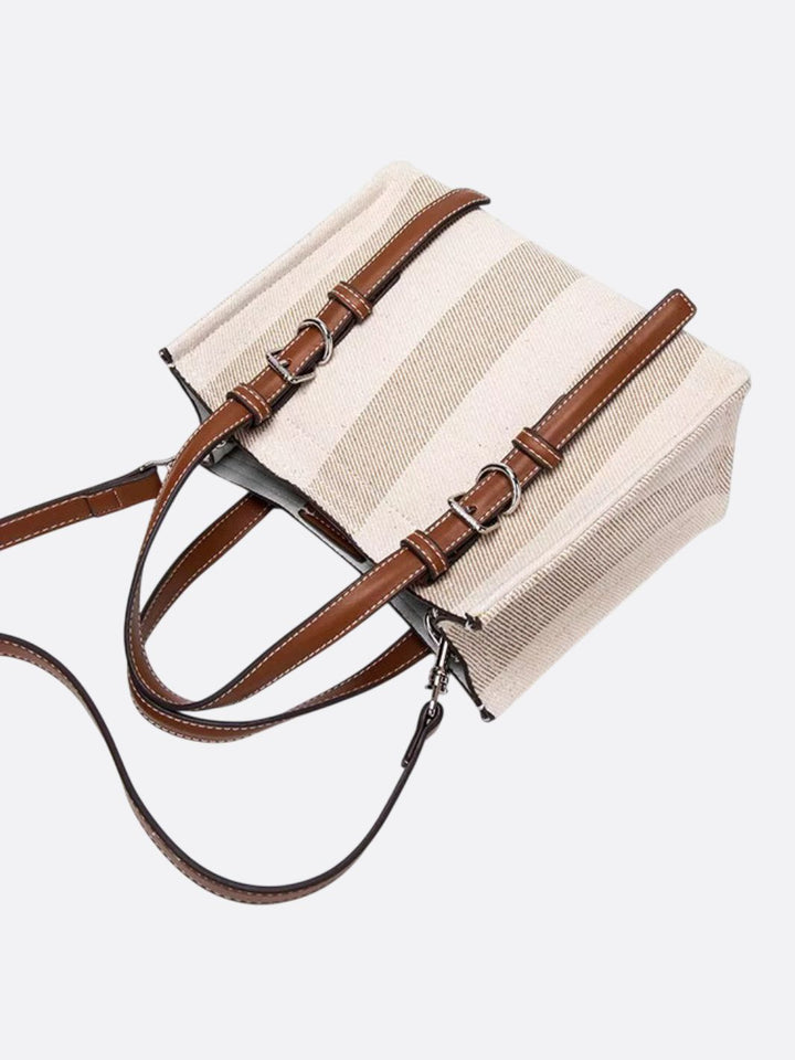 Canvas and leather handbag
