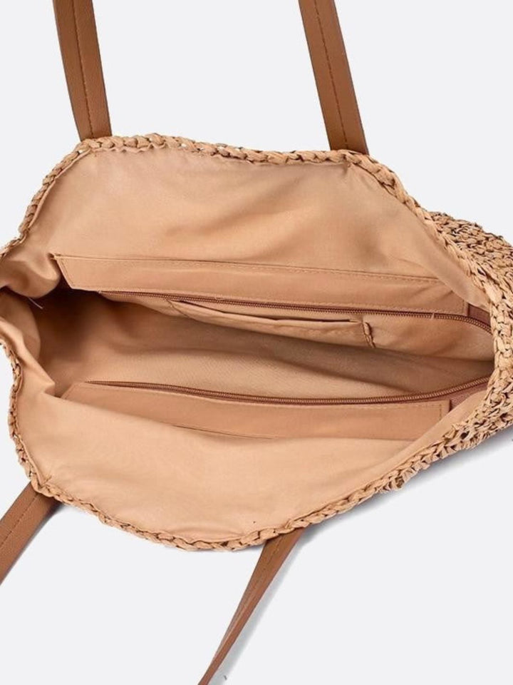 Straw bag with colored circles