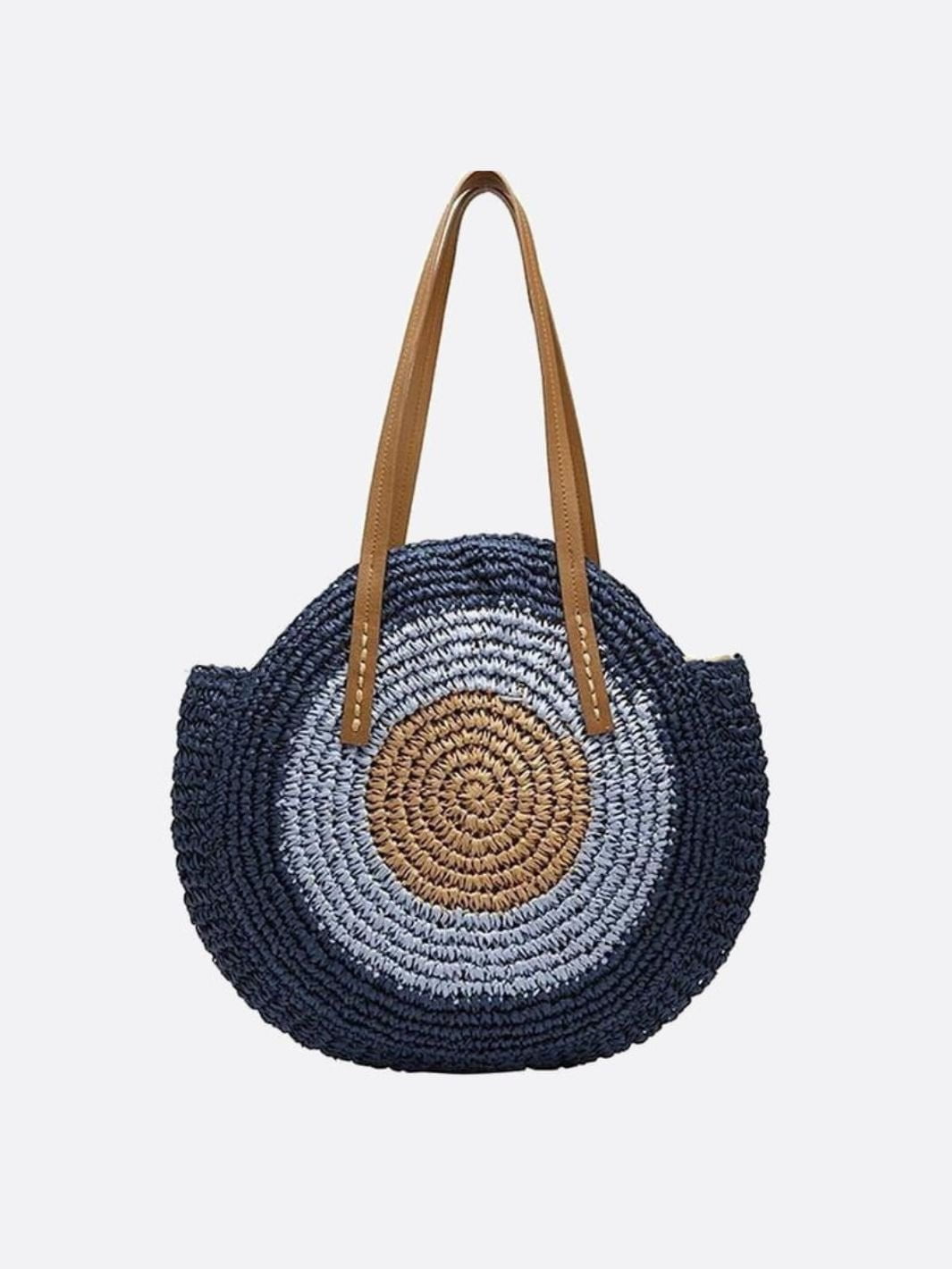 Sac paille coloré bleu marine